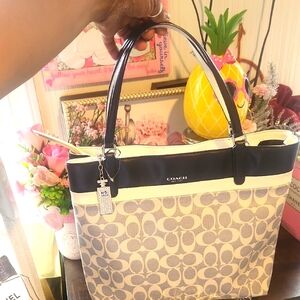 Coach Blue and Cream Tote Bag